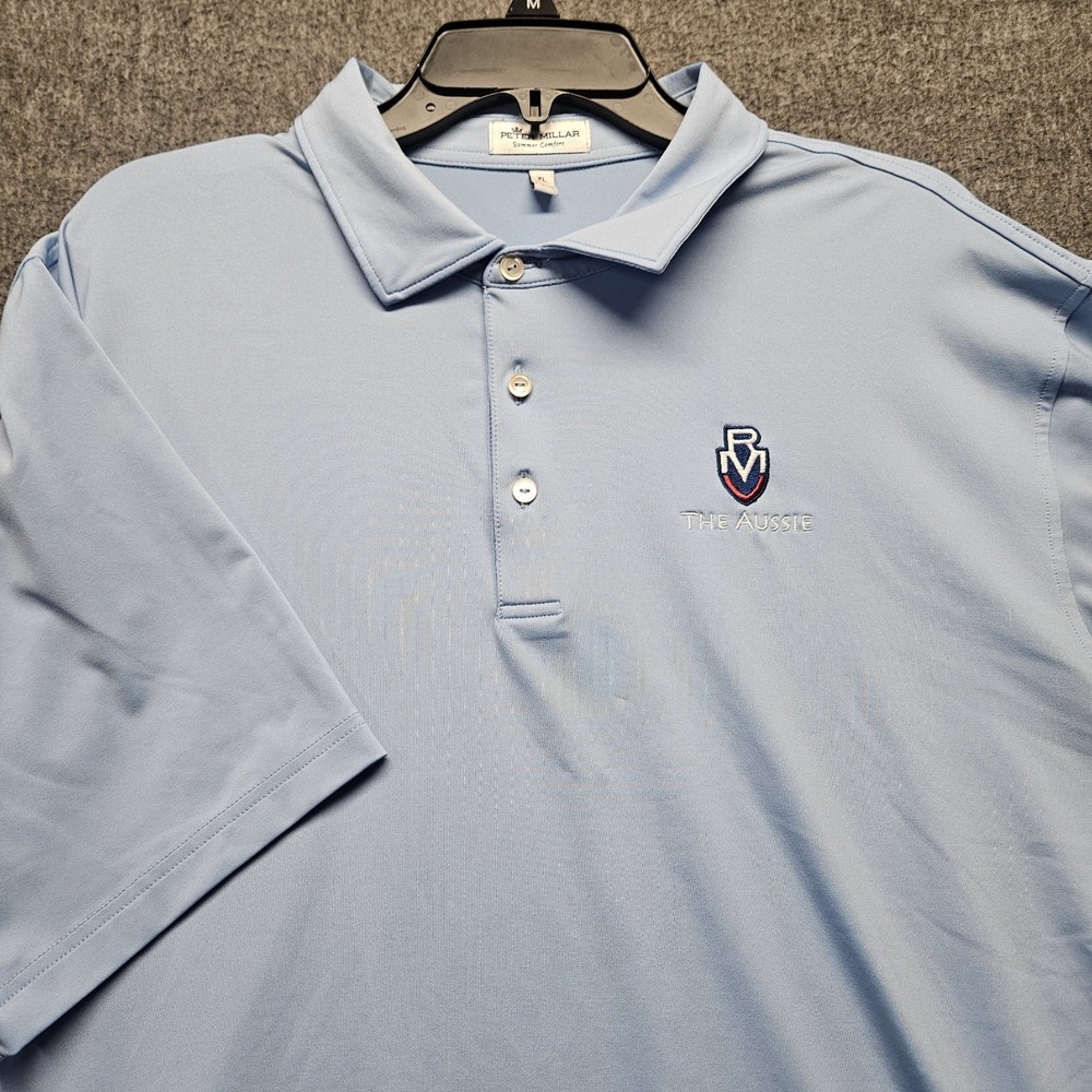 Peter Millar Polo‎ Shirt Mens XL Blue The Aussie Royal Melbourne Summer Comfort